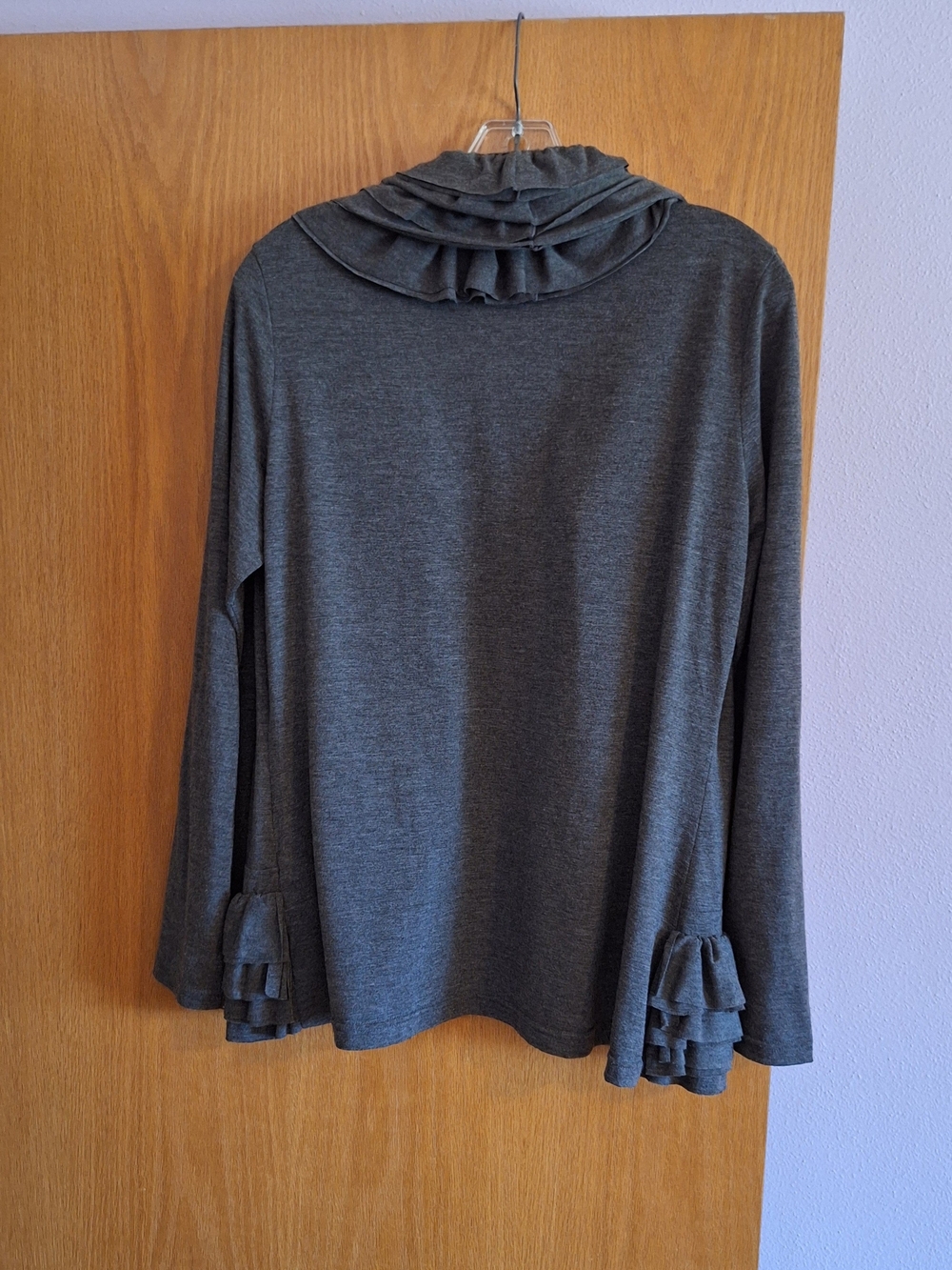 Christopher & Banks Dark Gray Ruffled Open-Front Cardigan - Picture 2 of 9